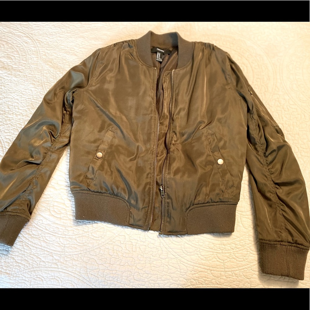 Olive Green Forever 21 Bomber Jacket